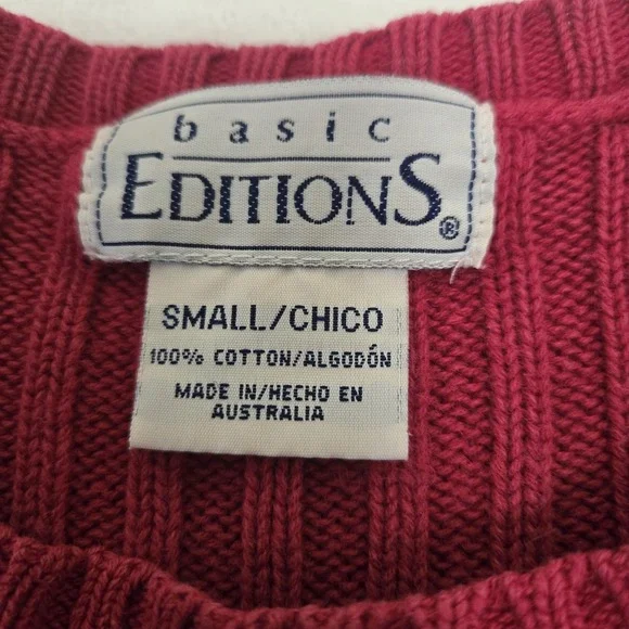 Vintage‎ Womens Cable-Knit Red Sweater 100% Cotton Preppy Sz Large - Picture 5 of 11